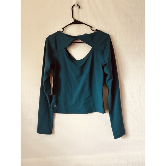 Athleta Women's Shanti Crop Top NWT Size M Color Dark Sardina Blue - Picture 4 of 10